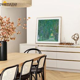 Gustav Klimt Art Canvas Painting Retro Nostalgic Green Natural Scenery Prints And Posters Wall Pictures Living Room Home Decor