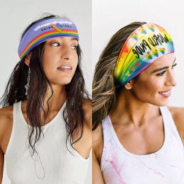 Rainbow Headband Sweat Wicking Headband Colorful Sweatbands Sports Rainbow Headbands Work Men Women Pride Accessories Decor