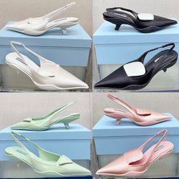 P slingback leather high heels designer pumps womens dress shoes office banquet white black pink wedding shoe