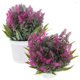 Decorative Flowers Faux Potted Lavender Decorations Party Outdoor Artificial Fake Plants Small Centrepieces Tables