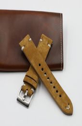Suede Leather Watch Strap Band 18mm 20mm 22mm 24mm Brown Coffee Watchstrap Handmade Stitching Replacement Wristband for Men 2206221469082