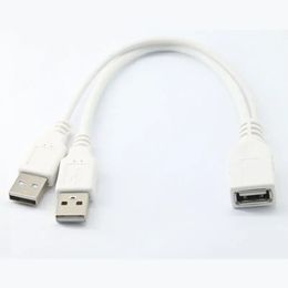 CY Chenyang USB 2.0 Female to Dual A Male Extra Power Data Y Extension Cable for 2.5" Mobile Hard Disc White