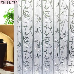 Window Stickers Static Cling Crystal Bamboo Privacy Film Thicken Glass Sticker Frosted Glue Free Kitchen Bedroom Decorative