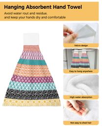 Bohemian Geometric Stripes Hand Towel for Bathroom Kitchen Absorbent Hanging Towels Microfiber Soft Kids Handkerchief