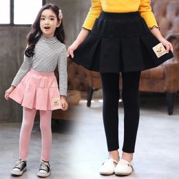 Trousers Girls Skirtpants Cotton Leggings Solid Color Legging Casual Trousers Kids 2022 Spring Autumn Winter Children's Thicken Clothes