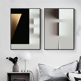 Abstract Luxury Geometric Lines Poster Modern Art Canvas Prints Paintings Wall Art Pictures for Living Room Office Home Decor