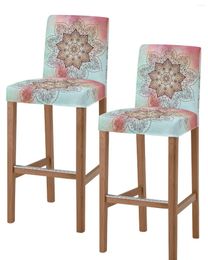 Chair Covers Mandala Pattern Gradient Bar Short Back Stretch Stool Cover Armless Office Seat