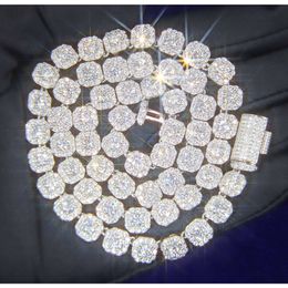 2024 Custom d Vvs Moissanite Diamond Cuban Link Chain S925 Silver 8mm 12mm Large Tennis Chain Solid Back Hiphop Necklace
