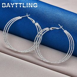 Hoop Earrings BAYTTLING S925 Sterling Silver 50MM Fine Frosted Multi-Hoop For Women Luxury Wedding Gifts Fashion Jewelry