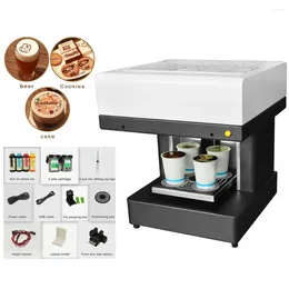 Coffee Macaroon Candies Printer 4 Cup Automatic Cake Custom Food For Cappuccino Biscuits Printing Machine