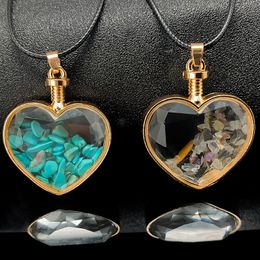 Heart Natural Stone Bottle Pendant For Women Multicolor Stone Amethyst Tigereye Lapis Lazuli Drifting Bottle Jewellery Wholesale