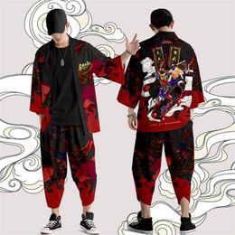 Two-piece Suit Winter is Coming Japanese Cardigan Women Men Cosplay Yukata Clothing Harajuku Samurai Kimono + Pants Sets