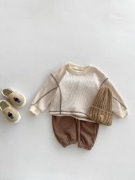 Trousers Baby Clothes Sets for Fall Infant Boy And Girl Loose Cotton Outfits Children Pullover Longsleeve Tops+Leisure Pants 2Pcs Suit