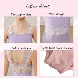 AOQUNFS Ballet Leotards Girls Gymnastic Dance Clothes Lace Camisole Ballerina Training Dance Outfit Kids Ballet Wear