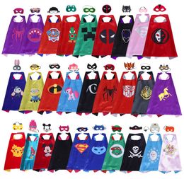 7070cm Doublelayer Cosplay Cape Mask for kids child Top Quality 102 figures cartoon Halloween movie party favors8824445