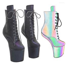 Dance Shoes Leecabe PU Upper Reflective Material Heelles Style Sexy Exotic Pole Stripper Young Trend Fashion Colour Matching