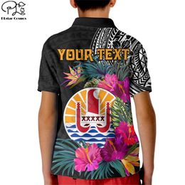 Custom Tahiti Island Kid Polo Shirt French Polynesian Tropical Summer Short Sleeve 3D Print Polo Shirts Boys Girl Tees