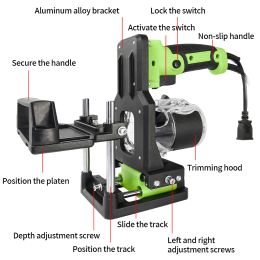 Allsome 2 in 1 Woodworking Slotting Machine Bracket, Wood Trimming Machine Bracket Aluminium Alloy Wood Trimmer Router Support