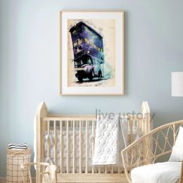 Magic World Castle Art Prints Magical Watercolour Poster Wizards Inspired The Burrow Canvas Painting Kids Room Wall Picture Decor