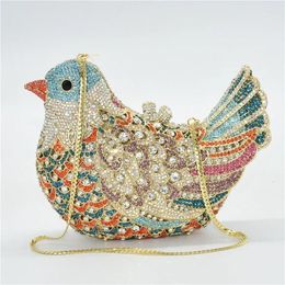 Totes Latest Design Women Wedding Clutches Bags Purse For Bride Colorful Diamonds Handbag Animal Bird Handmade Bridal Purses
