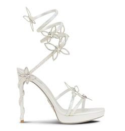 Summer Luxury Rene Margot Crystal Sandals Shoes Snake Wrapped Butterflies Strappy High Heels Party Dress Wedding Caovilla Gladiator Sandalias EU35-43 new