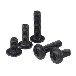 100pcs/lot PWM Black Pan Head Screws with Washer Fixed Motherboard Screws With Pad DIN967 M1.4 M2 M2.5 M3 M 3.5 M4 M5 M6