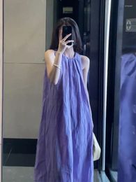 Casual Dresses Pear Shaped Body Slightly Plump Wearing A Purple Sleeveless Dress For Women's Summer Korean Version Loose Fitting Skirt