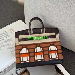 House Platinum Bags Bk Leather Handbags Genuine Leather Womens Bag with Highend Crocodile Pattern Stitching and Palm Pattern Small House p have logo HBID