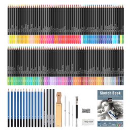 144 Pack Drawing Sketching Coloring Set,Include 120 Professional Soft Core Colored Pencils,Sketch & Charcoal Pencils,Sketchbook