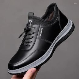 Casual Shoes Leisure Sports Leather For Men In Autumn 2024 Breathable Walking Low Cut Soft Sole Surface Anti Slip Board