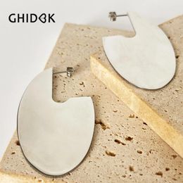 Stud Earrings Ghidbk Free Tarnish Gold Pvd Plated Stainless Steel Oversized Flat Oval Disc For Women Statement Large Jewelry