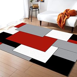 Abstract Red Black Geometric Carpet for Living Room Luxury Home Decorations Sofa Table Large Area Rugs Entryway Mat Tapis Salon