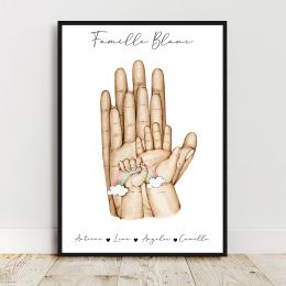 Personalised Custom Family Hand Poster Name Canvas Painting Minimalist Art Print Nordic Wall Picture Living Room Home Decor