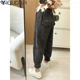 Women's Pants 2024 Spring And Autumn Corduroy Loose Straight Fit Halan Radish Wide Leg Leggings Womens Clothing