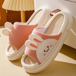 Slippers Indoor Linen Cotton Winter Women'S Shoes House Home Wood Flooring Non Slip Thick Sole