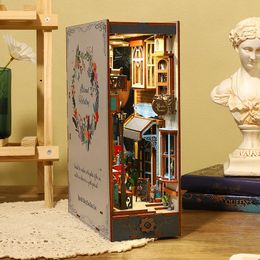 New Wooden Book Nook Island Alley Model Bookend Bookshelf Insert Bookcase DIY Assemble Toys Child Girl Adult Gift Casa