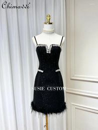Casual Dresses High-End Fashion Heavy Industry Women's Diamonds Dress Girl Chain V-neck Sleeveless High Waist Backless Slim Fit