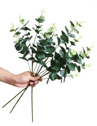 Decorative Flowers 3pcs Eucalyptus Silk Leaves Artificial Fake Plants Branches Decorations For Christmas Crafts Wedding Bouquets Bridal