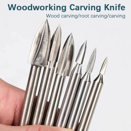 Wood Carving Drill Bit HSS Engraving Drill Bit Set Solid Carbide Steel Root Milling Grinder Burr Precise Carve Woodwork HandTool