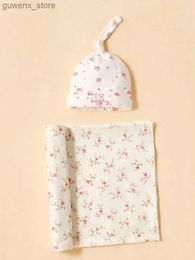 Cobertores, cobertor de bebê e chapéu feito de algodão 100% macio e confortável, com vários padrões para escolher como presente para o recém -nascido Y240411