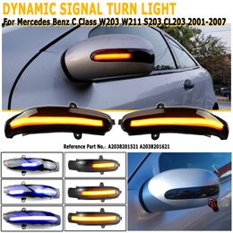 2Pcs Dynamic Indicator Blinker For Mercedes Benz C Class W203 S203 CL203 2001-2007 LED Turn Signal Side Mirror Light