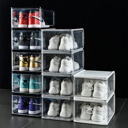 Acrylic Sneakers Storage Boxes Foldable Shoe Storage Fantastic Brick Transparent Plastic Dustproof Shoe Cabinet Organizadores