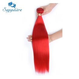 Sapphire Short 10"-12" Coloured Hair Bundles Red #118 Ombre 2 Tones Coloured 1 PCS Bundle Deal Brazilian Human Hair For Women