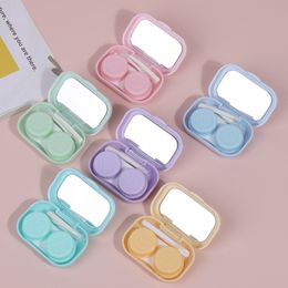 1PC Candy Colour Contact Lens Cases With Mirror Unisex Travel Cosmetic Contact Lens Case For Eyes Travel Kit Holder Container