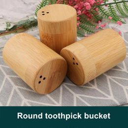 Storage Bottles Practical Compact Round Dustproof Bamboo Toothpick Dispenser Wear-resistant For Restaurant