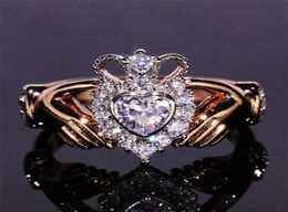 New Women Fashion Jewellery Crown Wedding Ring 925 Sterling SilverRose Gold Fill Eternity Popular Women Engagement Claddagh Ring Gi94799302