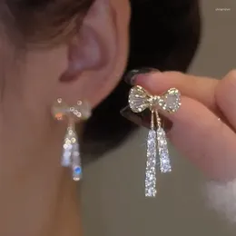 Dangle Earrings Vintage Stud For Women Fashion Korean Trend Unique Design Elegant Zircon Bow Party Jewelry