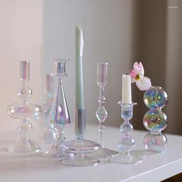 Candle Holders Nordic Style Glass Stick Holder Vase Coloured Transparent Cylinder Candlestick Borosilicate Candles Weddings Chris