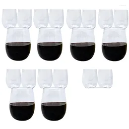 Disposable Cups Straws 20PCS Stemless Plastic Wine Glasses Champagne Cocktail For Parties