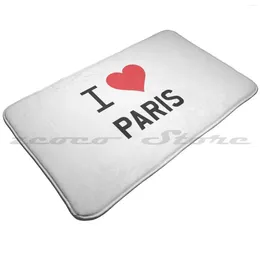 Carpets I Love Paris Mat Rug Non-Slip Water Absorb Door Carpet France Europe Fr French Louvre Eiffel Tower Heart Like Cute